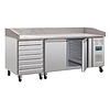 Polar Refrigeration  Double Doors Pizza Prep Table with 7 drawers, 428 L, with Marble Top, Side-Mounted Compressor