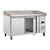 Polar Refrigeration  Double Doors Pizza Prep Table, 428 L, with Marble Top and Glass Extension, Side-Mounted Compressor