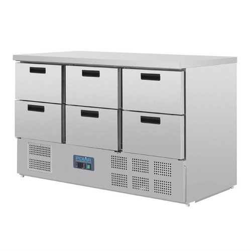 Polar Refrigeration Stół chłodniczy z 6 szufladami 205 L, GN 1/1, od 2 °C do 5 °C, agregat dolny Polar Refrigeration Stół chłodniczy z 6 szufladami 205 L, GN 1/1, od 2 °C do 5 °C, agregat dolny