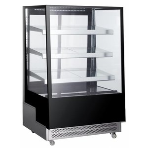 Resto Quality Cake Showcase Square, 500 L, from 2°C to 8°C, Stationary, Black-Silver