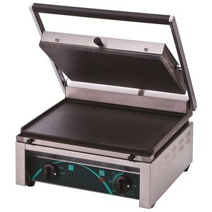 Resto Quality Single Cast Iron Contact Grill, Smooth Grill Plate, 380 x 280 mm, 2,25 kW