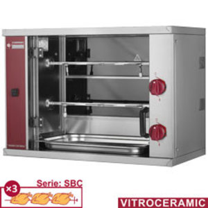 Diamond Electric Rotisserie Grill Vitroceramic 2 Splits, 6 Chickens, 4,4 kW, 400-230V