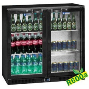 Diamond Double Hinged Doors Back Bar Cooler 191 L, from 2 °C to 10 °C, Black Diamond Double Hinged Doors Back Bar Cooler 191 L, from 2 °C to 10 °C, Black