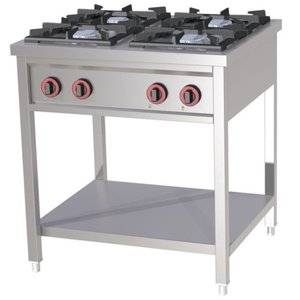RedFox Gas Cooker with 4 Burners on an Open Base, 25 kW RedFox Gas Cooker with 4 Burners on an Open Base, 25 kW