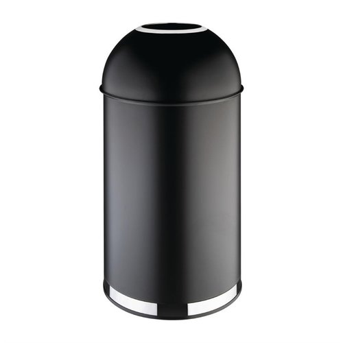 Bolero 40 L Black Round Stainless Steel Waste Bin, Lid with Hole Bolero 40 L Black Round Stainless Steel Waste Bin, Lid with Hole