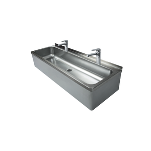 XXLselect Two-Station Wash Basin, 1200x425x(h)265 mm Central Drain with Upright battery XXLselect Two-Station Wash Basin, 1200x425x(h)265 mm Central Drain with Upright battery