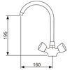 XXLselect Double Handle Deck Mounted Kitchen Faucet with Swivel Spout 160 mm, Height 195 mm XXLselect Double Handle Deck Mounted Kitchen Faucet with Swivel Spout 160 mm, Height 195 mm