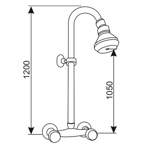 XXLselect Exposed shower mixer with pipe and shower head.