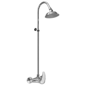 XXLselect Exposed shower mixer with pipe and shower head.