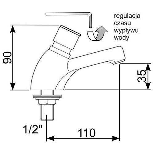 XXLselect Bateria umywalkowa czasowa stojąca jednouchwytowa, przepływ wody 7 L / min., przyłącze 1/2'' XXLselect Bateria umywalkowa czasowa stojąca jednouchwytowa, przepływ wody 7 L / min., przyłącze 1/2''