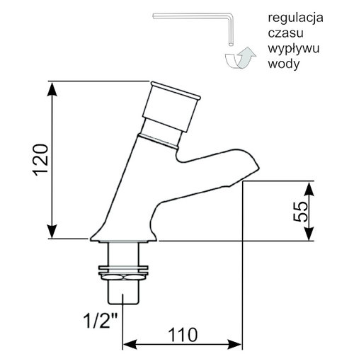 XXLselect Bateria umywalkowa czasowa stojąca jednouchwytowa z możliwością zablokowania wypływu wody, przyłącze 1/2'' XXLselect Bateria umywalkowa czasowa stojąca jednouchwytowa z możliwością zablokowania wypływu wody, przyłącze 1/2''