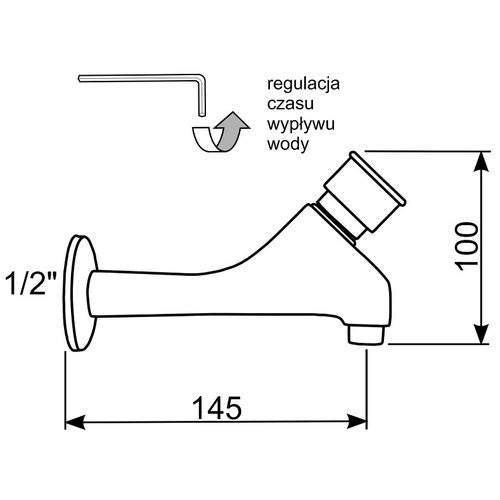 XXLselect Bateria umywalkowa czasowa ścienna jednouchwytowa, regulowany czas przepływu 5-15 sekund, przyłącze 1/2'' XXLselect Bateria umywalkowa czasowa ścienna jednouchwytowa, regulowany czas przepływu 5-15 sekund, przyłącze 1/2''