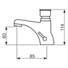 XXLselect Self-Closing Deck-Mounted Basin Faucet with Push-Button and Mixer and Two Flexible Hoses Included, Water Connection Thread 3/8''
