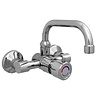 XXLselect Self-Closing Wall-Mounted Basin Faucet with Push Button with Mixer, Mesh Filters and 200 mm Spout
