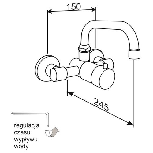 XXLselect Bateria umywalkowa czasowa ścienna jednouchwytowa z mieszaczem, filtrami siatkowymi i wylewką 200 mm