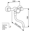 XXLselect Self-Closing Wall-Mounted Basin Faucet with Push Button with Mixer and 160-200 mm Spout