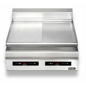 Zernike Elektryczna płyta grillowa gładka/ryflowana, 2 strefy grzewcze, 5,4 kW, 400V, nastawna z cyfrowym wyświetlaczem Zernike Elektryczna płyta grillowa gładka/ryflowana, 2 strefy grzewcze, 5,4 kW, 400V, nastawna z cyfrowym wyświetlaczem