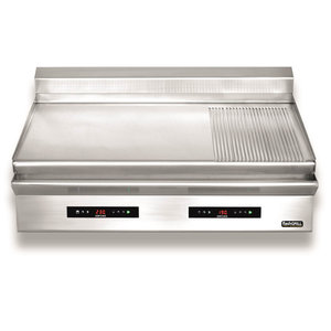 Zernike Elektryczna płyta grillowa 2/3 gładka, 1/3 ryflowana, 2 strefy grzewcze, 8,1 kW, 400V, nastawna z cyfrowym wyświetlaczem Zernike Elektryczna płyta grillowa 2/3 gładka, 1/3 ryflowana, 2 strefy grzewcze, 8,1 kW, 400V, nastawna z cyfrowym wyświetlaczem