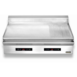 Zernike Elektryczna płyta grillowa 2/3 gładka, 1/3 ryflowana, 2 strefy grzewcze, 10,8 kW, 400V, nastawna Zernike Elektryczna płyta grillowa 2/3 gładka, 1/3 ryflowana, 2 strefy grzewcze, 10,8 kW, 400V, nastawna