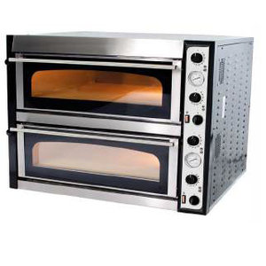 Resto Quality Double Deck Electric Pizza Oven 18 kW, 12 x Ø 36 cm, with Double Glazing, Wide Resto Quality Double Deck Electric Pizza Oven 18 kW, 12 x Ø 36 cm, with Double Glazing, Wide