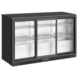 Resto Quality Chłodziarka barowa z 3 drzwiami suwanymi, od 2 °C do 8 °C, 325 L, czarna