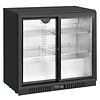Resto Quality Double Sliding Doors Back Bar Cooler 210 L, from 2 °C to 8 °C, Black
