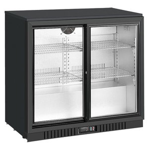 Resto Quality Chłodziarka barowa z 2 drzwiami suwanymi, od 2 °C do 8 °C, 210 L, czarna