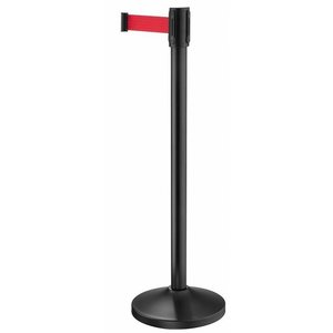 TOM-GAST Czarny słupek odgradzający taśmowy | wys. 990 mm | taśma czerwona 2000 mm TOM-GAST Czarny słupek odgradzający taśmowy | wys. 990 mm | taśma czerwona 2000 mm