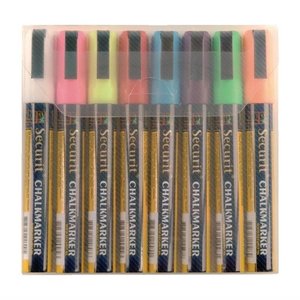 Securit Chalkmaster 6mm Liquid Chalk Pens Assorted Colours (Pack of 8)