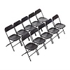 Bolero Black Stackable Folding Chair with Steel Frame for Outdoor Use (Pack of 10)