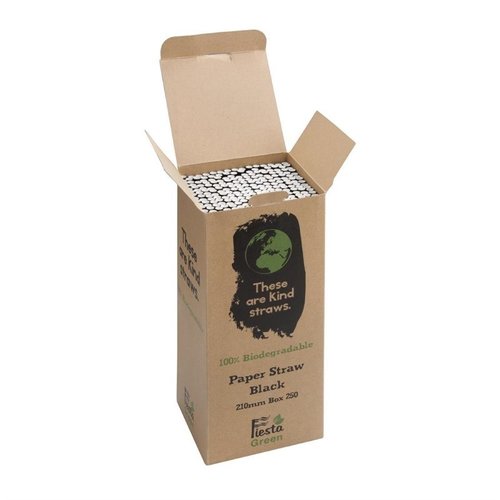 Fiesta Green Compostable Paper Straws Black (Pack of 250) Fiesta Green Compostable Paper Straws Black (Pack of 250)