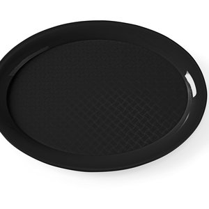 Hendi Fast Food Polypropylene Oval Serving Tray 195 x 265 mm Black