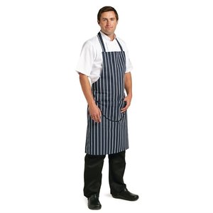 Whites Chefs Clothing Whites Butchers Apron   Navy Stripe with Pocket Whites Chefs Clothing Whites Butchers Apron   Navy Stripe with Pocket