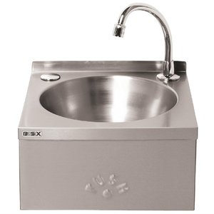 Basix Knee Operated Wash Basin, 300x320x(h)195 mm with Back Panel Basix Knee Operated Wash Basin, 300x320x(h)195 mm with Back Panel