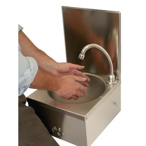 Basix Knee Operated Wash Basin, 300x320x(h)195 mm with Back Panel Basix Knee Operated Wash Basin, 300x320x(h)195 mm with Back Panel