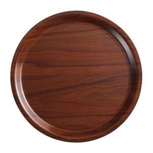 Cambro Laminate Round Non-Slip Canteen Tray Ø 380 mm Brown