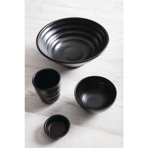 Kristallon Fusion Melamine Large Bowls Black 230mm (Pack of 4)