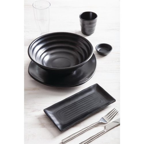 Kristallon Shallow Melamine Plate, Ø249 mm, Irregular, Fusion, Black (Pack of 6) Kristallon Shallow Melamine Plate, Ø249 mm, Irregular, Fusion, Black (Pack of 6)