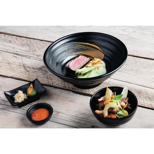 Kristallon Fusion Melamine Rice Bowls Black 114mm (Pack of 6) Kristallon Fusion Melamine Rice Bowls Black 114mm (Pack of 6)