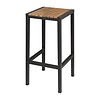 Bolero Black Steel & Acacia Wood Bar Stools (Pack of 2)