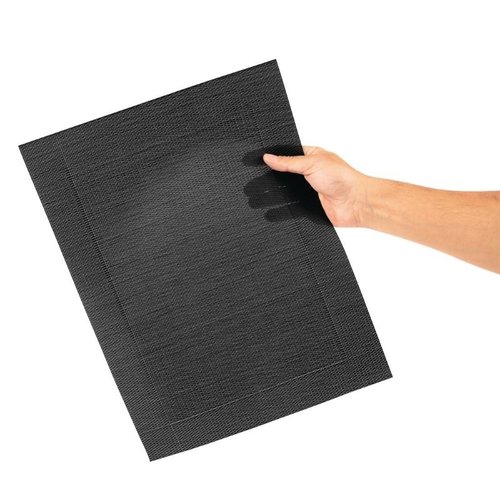 Olympia Wyprzedaż - Tkana czarna mata stołowa z PVC (Zestaw 4 sztuk)