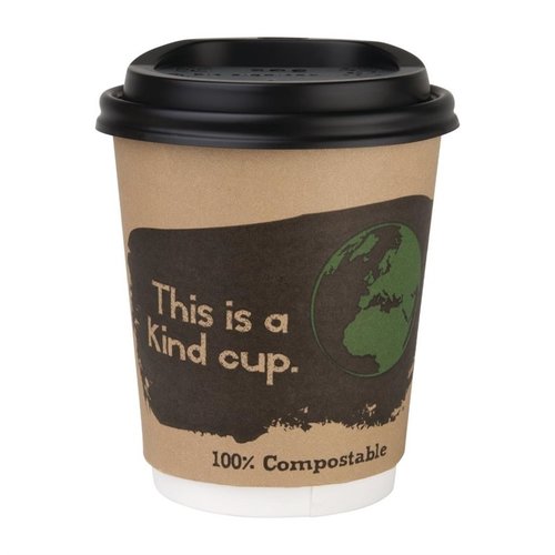 Fiesta Green Black Compostable Coffee Cup Lids 225 ml (Pack of 50) Fiesta Green Black Compostable Coffee Cup Lids 225 ml (Pack of 50)