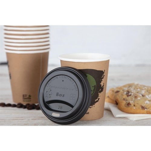 Fiesta Green Black Compostable Coffee Cup Lids 225 ml (Pack of 50) Fiesta Green Black Compostable Coffee Cup Lids 225 ml (Pack of 50)
