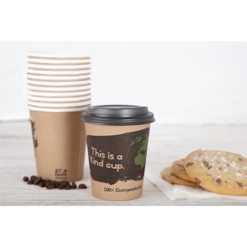 Fiesta Green Black Compostable Coffee Cup Lids 225 ml (Pack of 50) Fiesta Green Black Compostable Coffee Cup Lids 225 ml (Pack of 50)