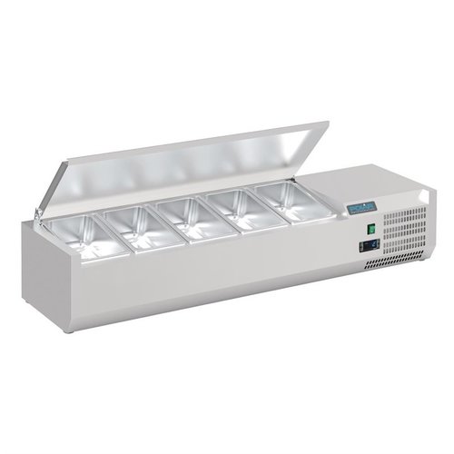 Polar Refrigeration  Nadstawa chłodnicza do przechowywania składników 5x 1/4 GN, 110W, od 2 do 8°C z pokrywą ze stali nierdzewnej