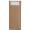 Europochette Brązowe etui na sztućce Kraft z białą serwetką (600 szt.)