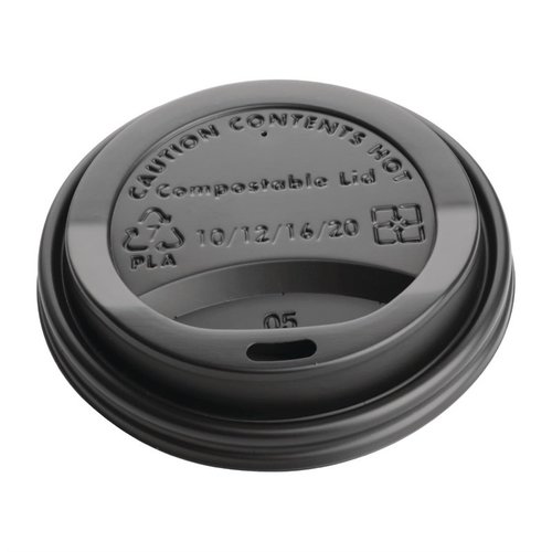 Fiesta Green Black Compostable Coffee Cup Lids 340 ml (Pack of 50) Fiesta Green Black Compostable Coffee Cup Lids 340 ml (Pack of 50)