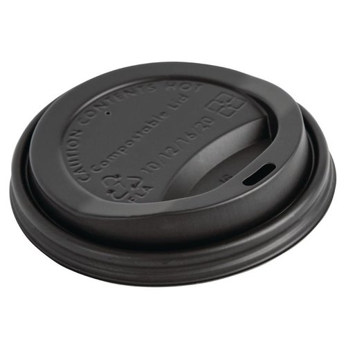 Fiesta Green Black Compostable Coffee Cup Lids 340 ml (Pack of 50) Fiesta Green Black Compostable Coffee Cup Lids 340 ml (Pack of 50)