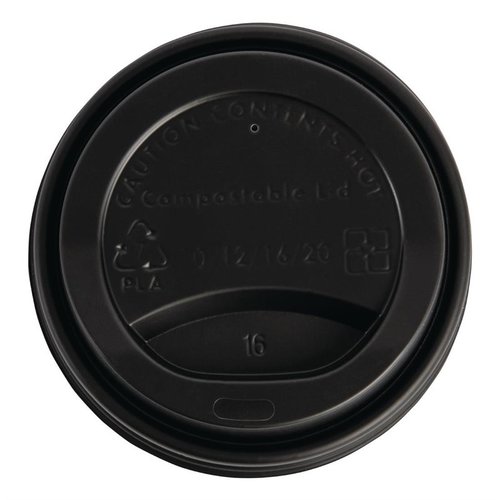 Fiesta Green Black Compostable Coffee Cup Lids 340 ml (Pack of 50) Fiesta Green Black Compostable Coffee Cup Lids 340 ml (Pack of 50)