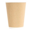 Fiesta Brown Disposable Coffee Cups Ripple Wall Kraft 340 ml (Pack of 500)